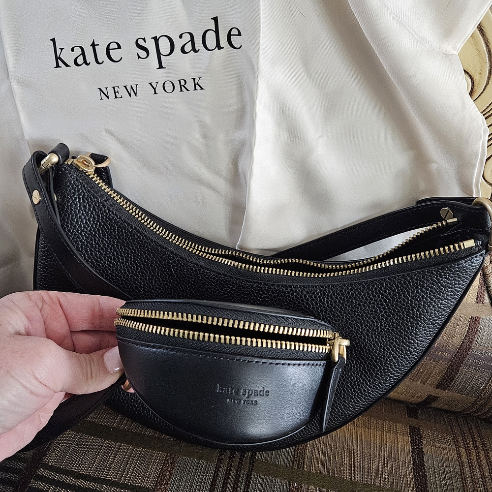 Kate Spade Black Crossbody Bag with Gold Accents